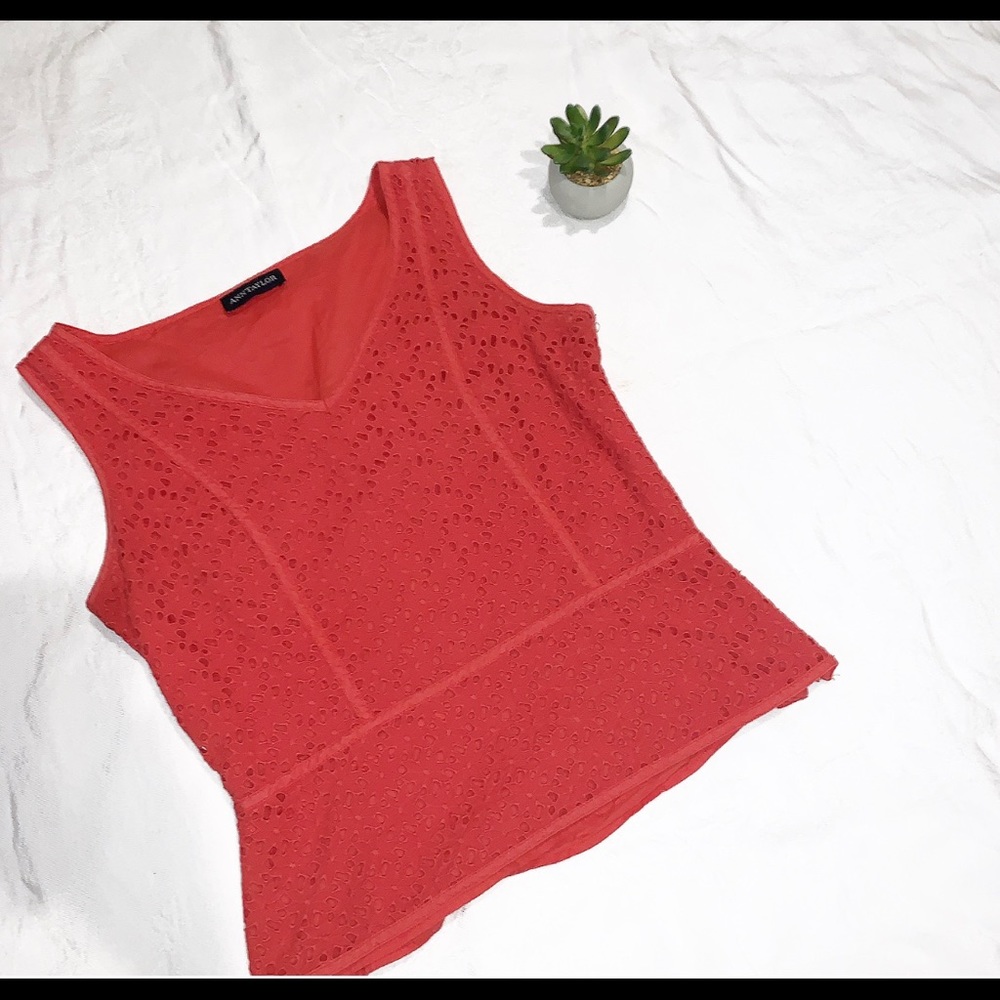 Ann Taylor Croched Coral Tank Top